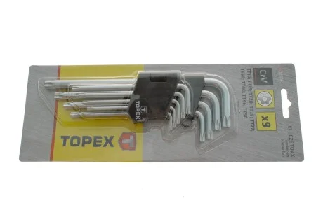 Ключі шестигранні Torx T10-T50, набір 9 шт.*1 уп. для Topex 35D961 фото товару
