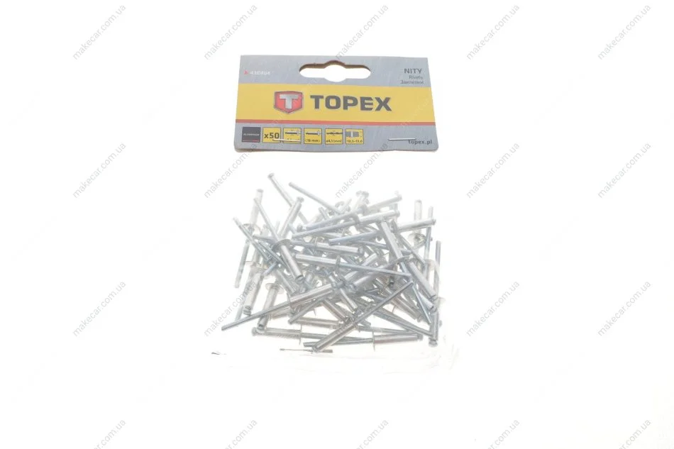 <strong>Заклепки алюмінієві 4.0 мм x 16 мм, 50 шт.*1 уп. Topex 43E404 (фото 1)</strong>