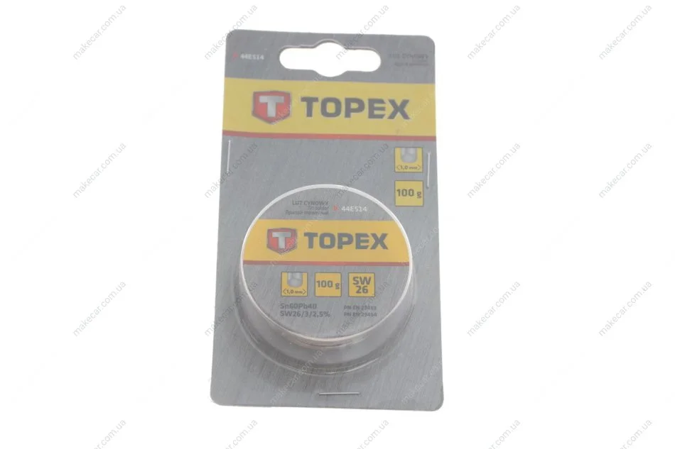 <strong>Припій олов\'яний 60%Sn, дріт 1.0 мм,100 г Topex 44E514 (фото 1)</strong>