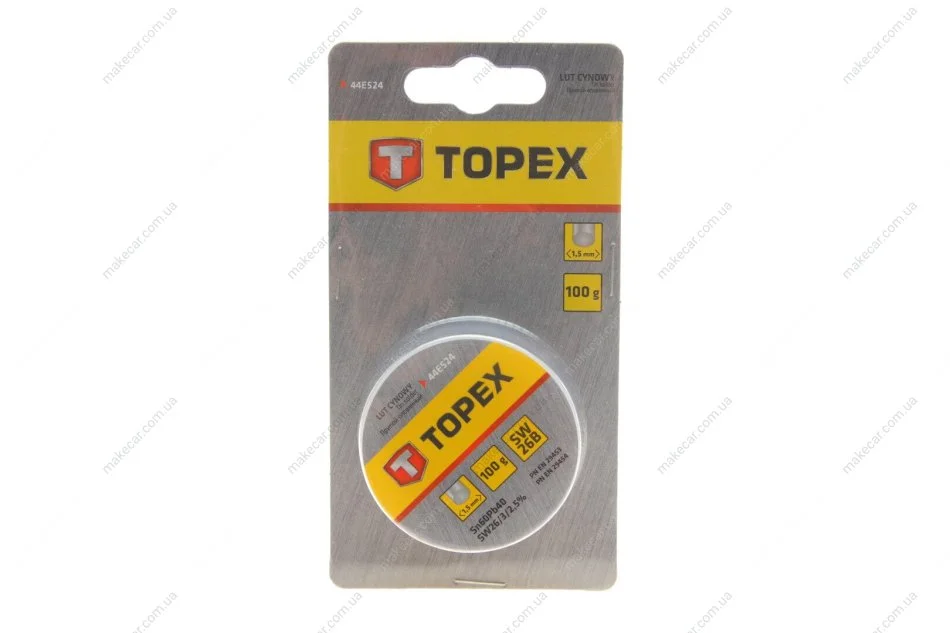 <strong>Припій олов\'яний 60%Sn,дріт 1.5 мм,100 г Topex 44E524 (фото 1)</strong>