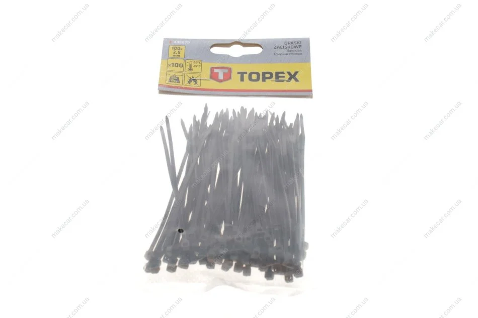 <strong>Хомути 2.5 x 100 мм, 100 шт. чорний Topex 44E970 (фото 1)</strong>