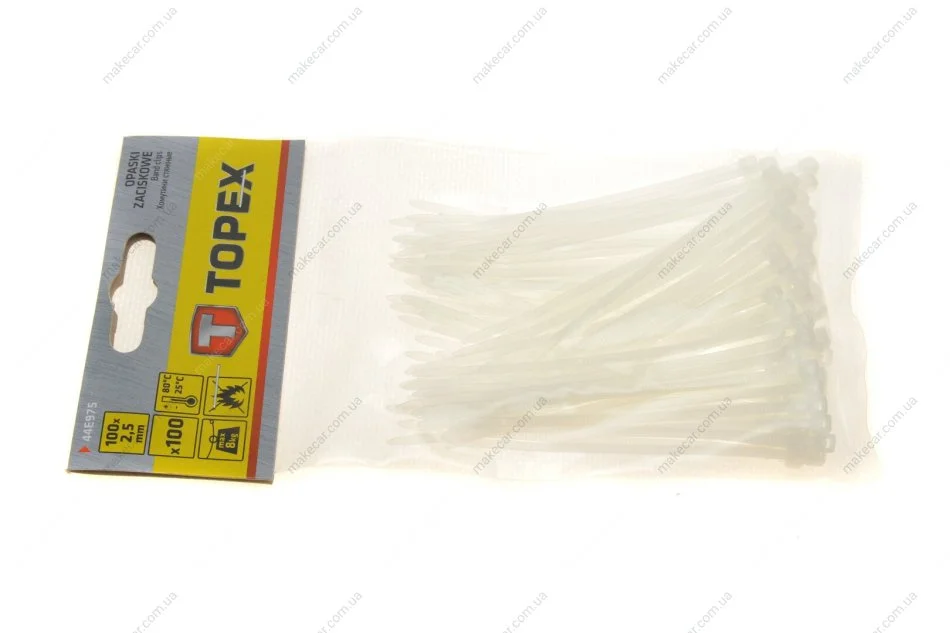 <strong>Хомути 2,5 x 100 мм, 100 шт. Topex 44E975 (фото 1)</strong>