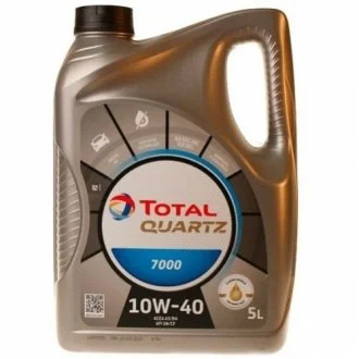 Моторна олива Total Quartz 7000 10W-40 напівсинтетична 5 л для Jaguar, Alfa Romeo, Vauxhall, Volkswagen, Mercedes TOTAL 203703 фото товару