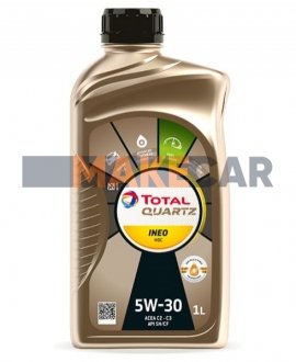 Моторное масло Quartz Ineo MDC 5W-30 синтетическое 1 л TOTAL 214030 (фото 1)