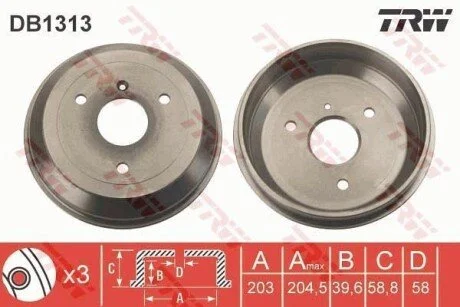 Гальмівний барабан для TRW DB1313 фото товара