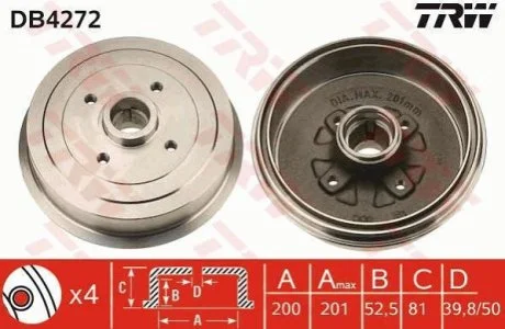 Гальмівний барабан для TRW DB4272 фото товару