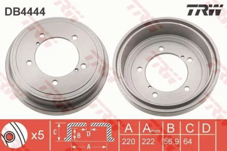 Барабан тормозной для TRW DB4444 фото товару