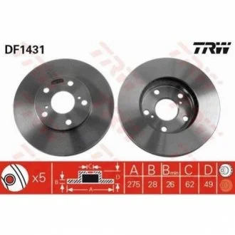 Гальмівний диск для TRW DF1431 фото товару