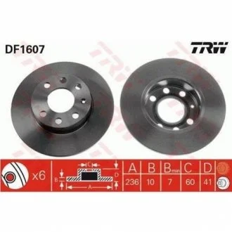 Гальмівний диск для Opel, Vauxhall TRW DF1607 фото товару