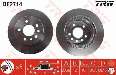 Гальмівний диск для Vauxhall, Opel TRW DF2714 фото товару