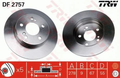 Гальмівний диск для TRW DF2757 фото товару