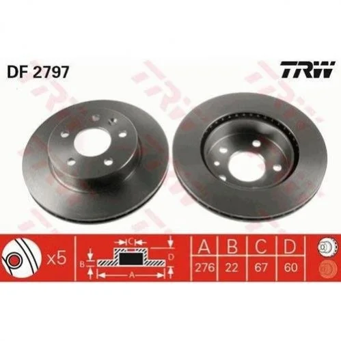<strong>Гальмівний диск перед. Vito (638) 96-03 TRW DF2797 (фото 1)</strong>