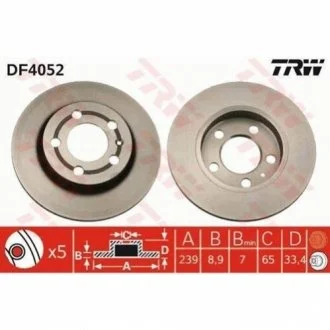 Гальмівний диск для Volkswagen, Skoda, Audi TRW DF4052 фото товару