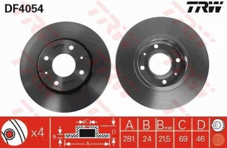 Диск гальмівний TRW DF4054 фото товару