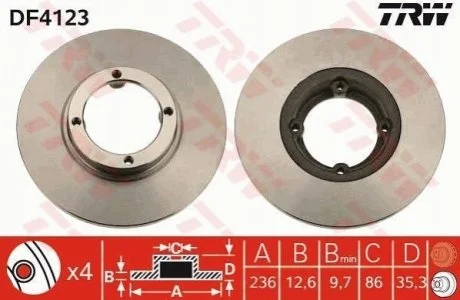Гальмівний диск для TRW DF4123 фото товара