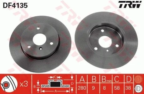 Гальмівний диск для TRW DF4135 фото товара