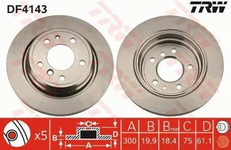 Гальмівний диск для TRW DF4143 фото товару
