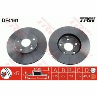 Гальмівний диск для Toyota, KIA TRW DF4161 фото товару