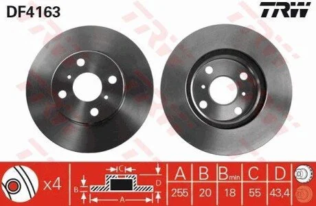 Гальмівний диск для TRW DF4163 фото товару