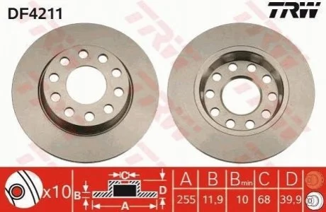 Гальмівний диск для TRW DF4211 фото товару