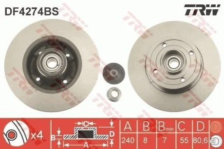 Гальмівний диск для TRW DF4274BS фото товару
