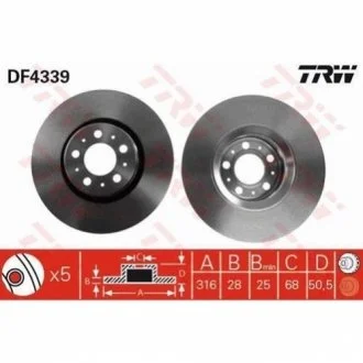 Диск гальмівний для TRW DF4339 фото товару