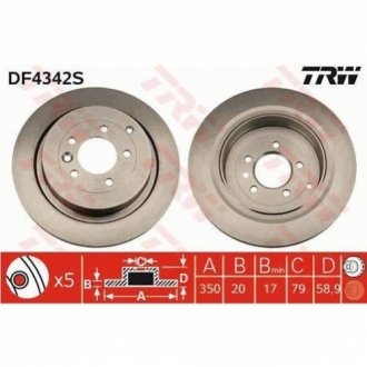 Гальмівний диск TRW DF4342S (фото 1)