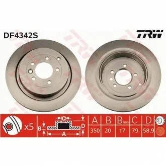 Гальмівний диск для Land Rover TRW DF4342S фото товару