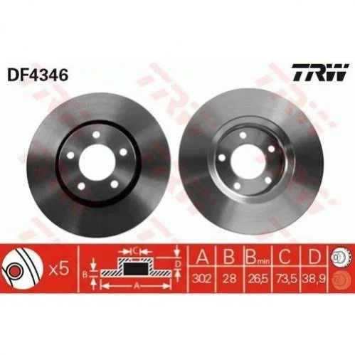 <strong>Диск гальмівний TRW DF4346 (фото 1)</strong>