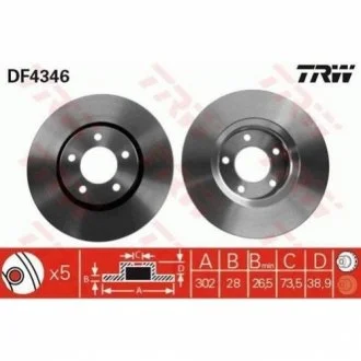 Диск гальмівний для TRW DF4346 фото товару