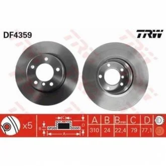 Тормозной диск для TRW DF4359 фото товара