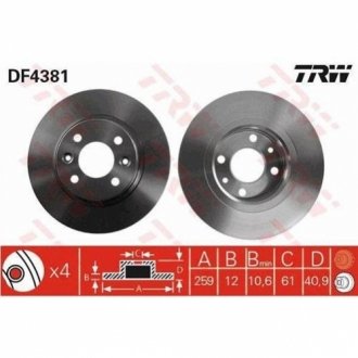 Тормозной диск TRW DF4381