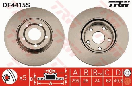 Гальмівний диск TRW DF4415S фото товару