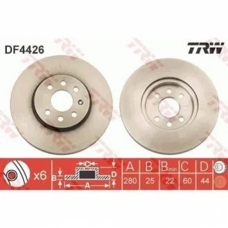 Диск гальмівний для Opel, Vauxhall TRW DF4426 фото товару