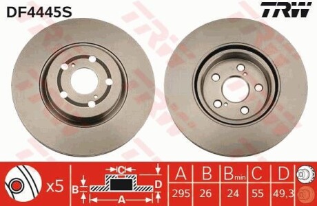 Гальмівний диск TRW DF4445S фото товару