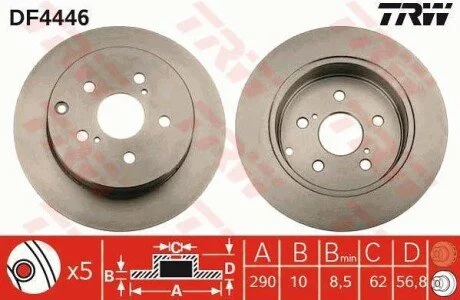 Гальмівний диск для Toyota TRW DF4446 фото товару