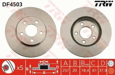 Гальмівний диск для TRW DF4503 фото товару