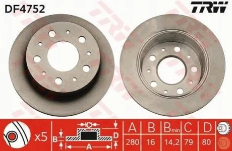 Гальмівний диск для TRW DF4752 фото товару
