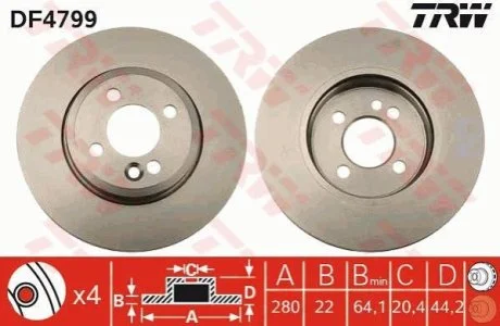Гальмівний диск для TRW DF4799 фото товару