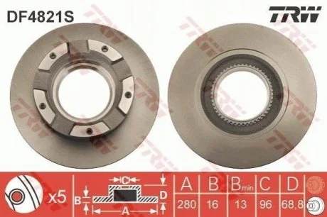 Гальмівний диск зад.Transit V347 06- (H=69mm) для Mercedes TRW DF4821S фото товару