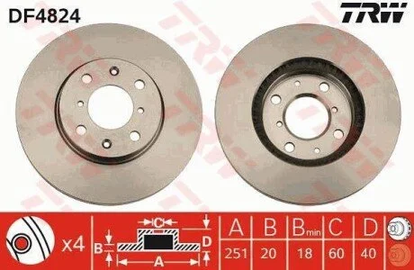 Гальмівний диск для TRW DF4824 фото товару