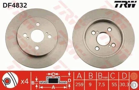 Гальмівний диск для Toyota, Aston Martin TRW DF4832 фото товару