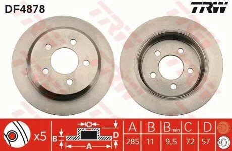 Гальмівний диск для Jeep TRW DF4878 фото товару
