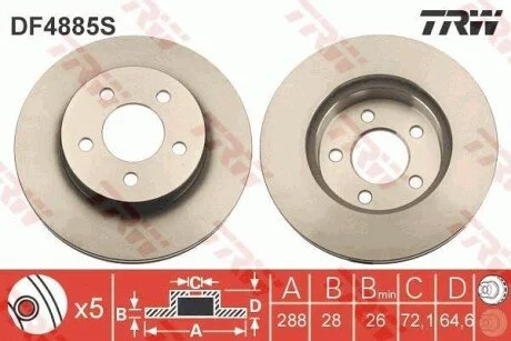 Гальмівний диск для Jeep TRW DF4885S фото товару