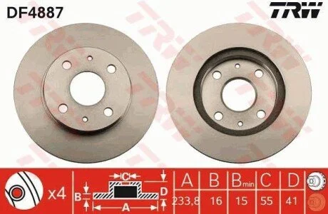 Гальмівний диск для TRW DF4887 фото товару