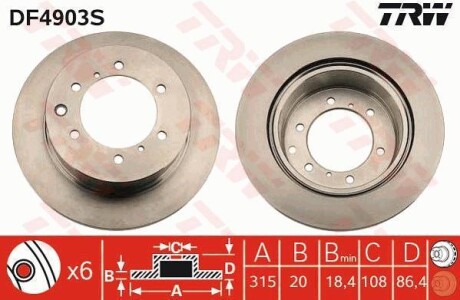 Гальмівний диск TRW DF4903S фото товара