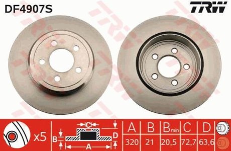 Гальмівний диск TRW DF4907S фото товара