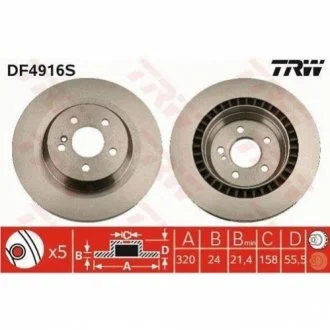 Гальмівний диск для Mercedes TRW DF4916S фото товару