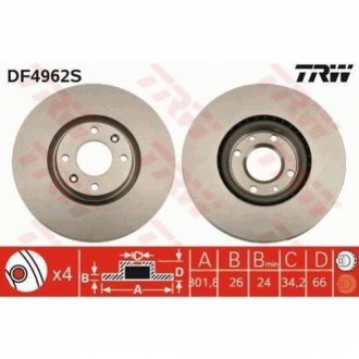 Гальмівний диск TRW DF4962S
