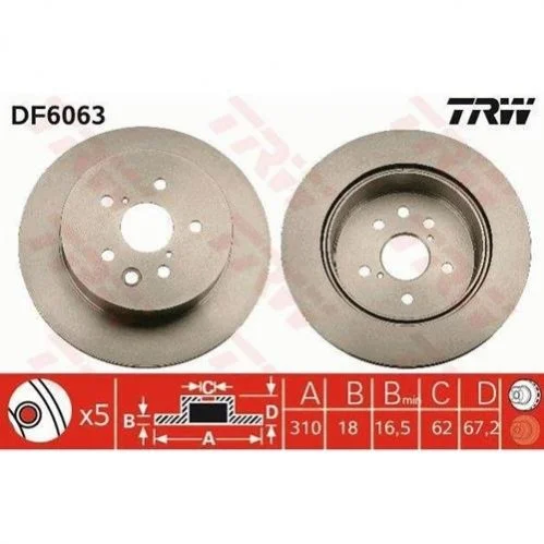 <strong>Диск гальмівний TRW DF6063 (фото 1)</strong>